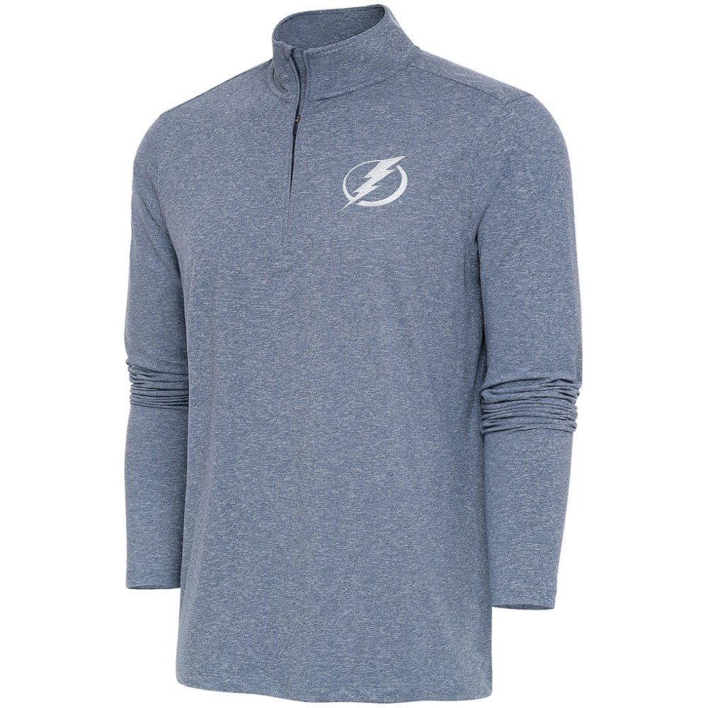 Tampa Bay Lightning Antigua White Logo Hunk Quarter-Zip Pullover - Heather Navy - NHL