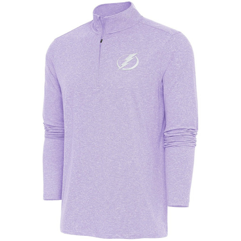 Tampa Bay Lightning Antigua White Logo Hunk Quarter-Zip Pullover - Lavender - NHL