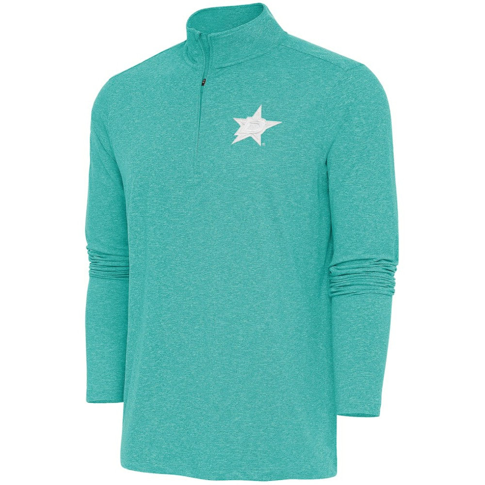 Dallas Stars Antigua White Logo Hunk Quarter-Zip Pullover - Heather Aqua - NHL
