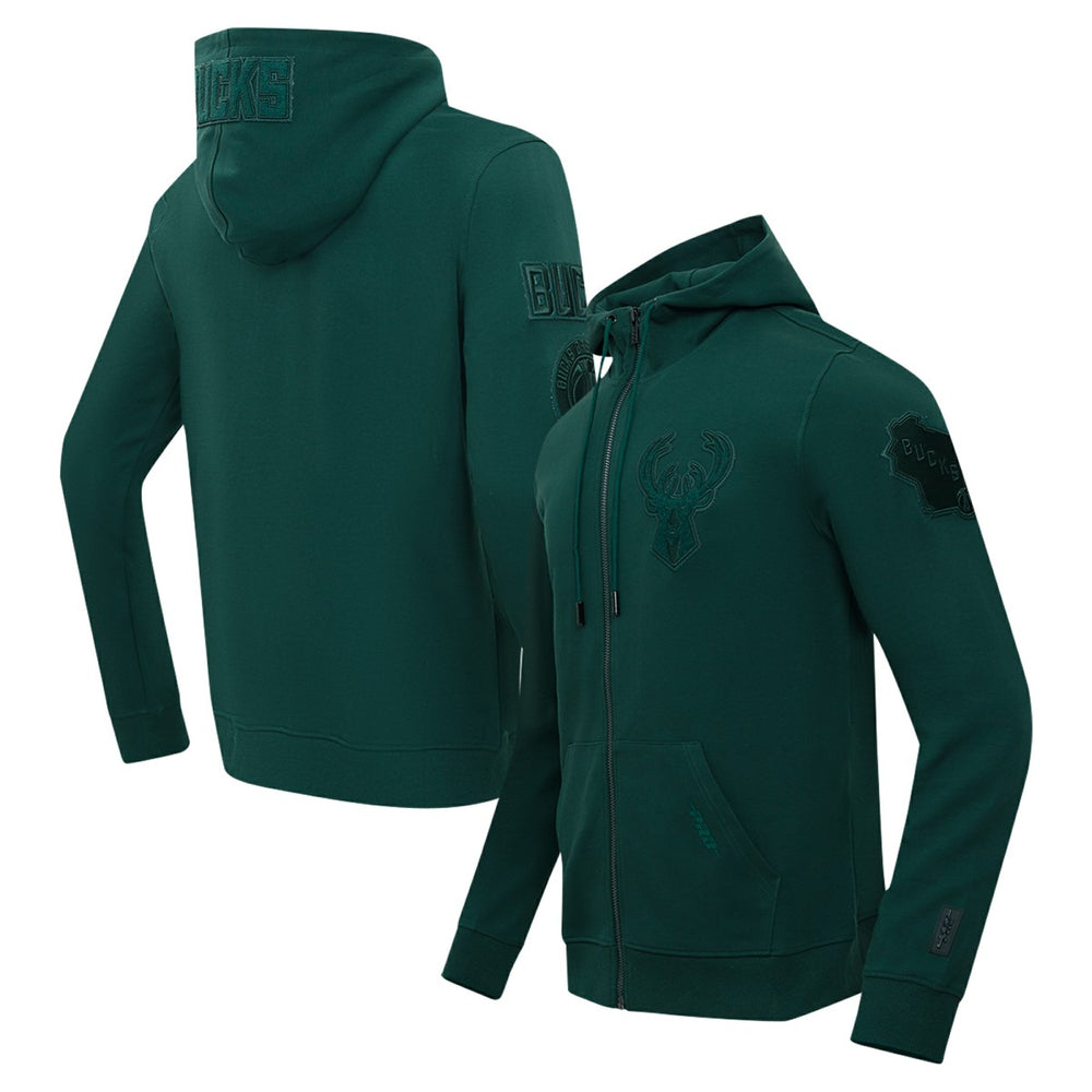 Milwaukee Bucks Pro Standard Triple Tonal DK Full-Zip Hoodie Jacket Hunter Green - NBA