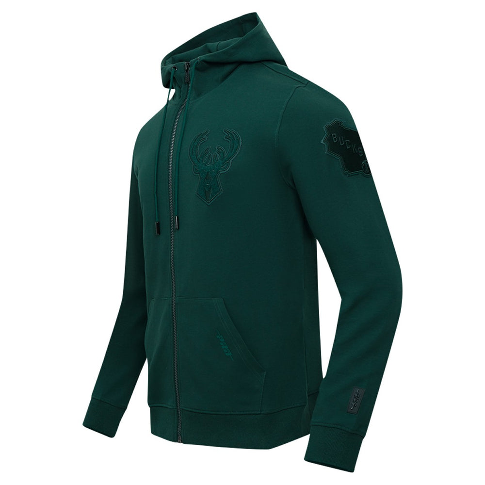 Milwaukee Bucks Pro Standard Triple Tonal DK Full-Zip Hoodie Jacket Hunter Green - NBA