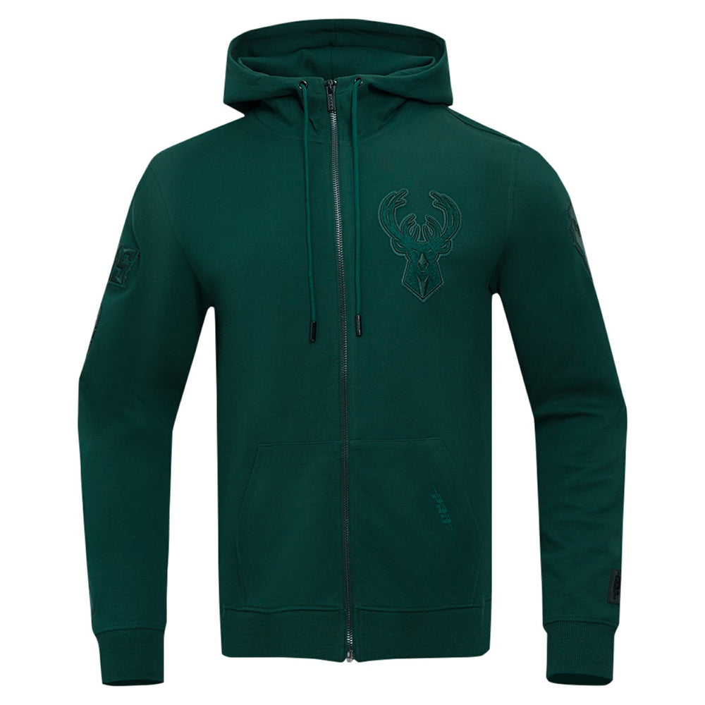 Milwaukee Bucks Pro Standard Triple Tonal DK Full-Zip Hoodie Jacket Hunter Green - NBA