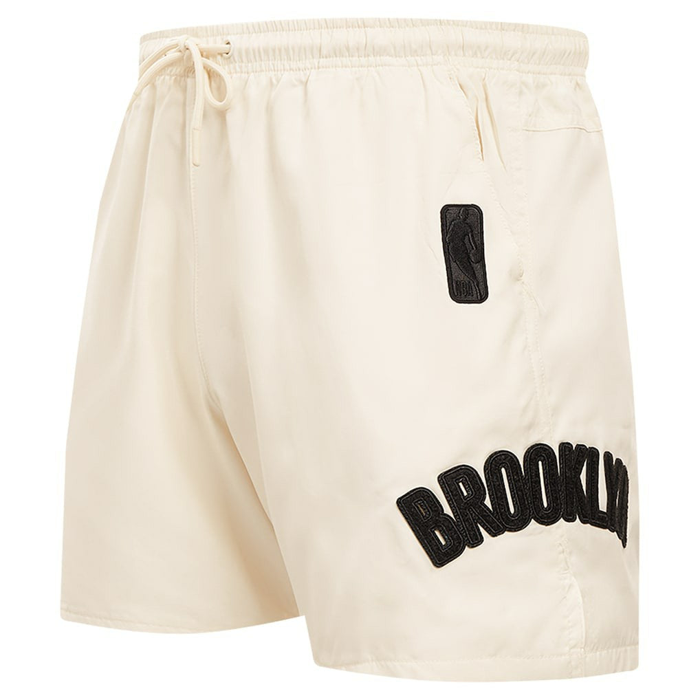 Brooklyn Nets Pro Standard Triple Tonal Woven Shorts Cream - NBA