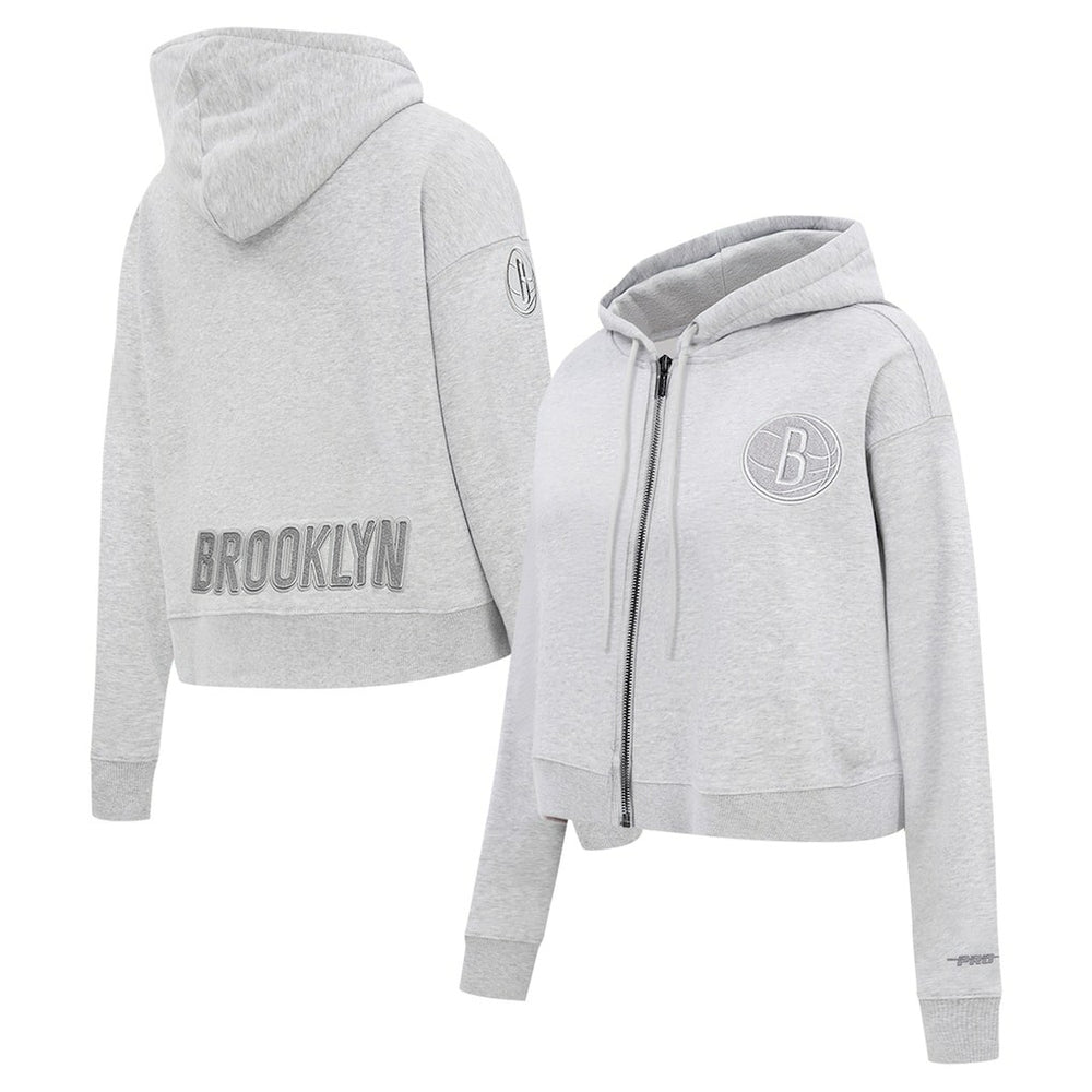 Brooklyn Nets Pro Standard Women's Triple Tonal Full-Zip Hoodie Heather Gray - NBA
