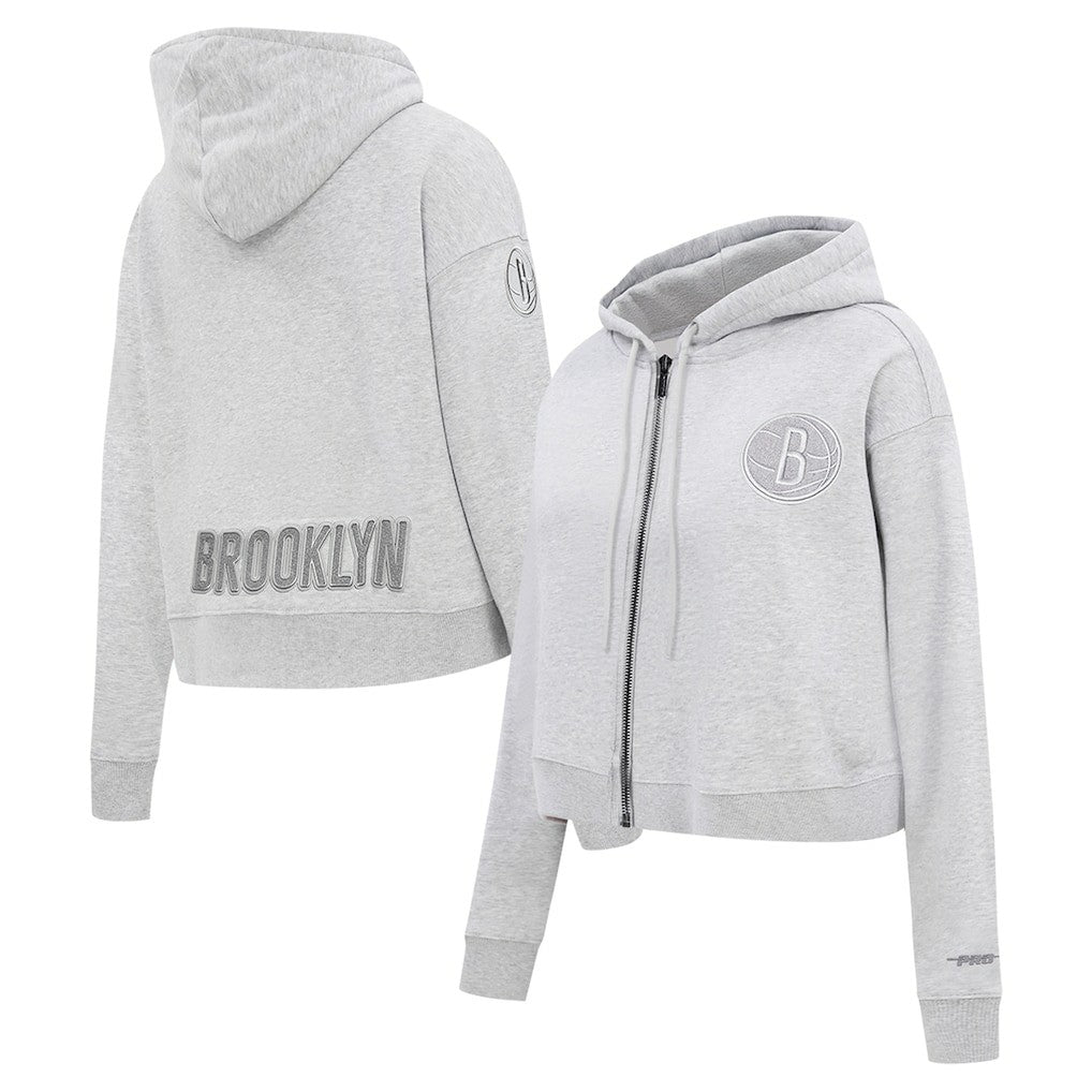 Brooklyn Nets Pro Standard Women's Triple Tonal Full-Zip Hoodie Heather Gray - NBA