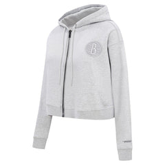 Brooklyn Nets Pro Standard Women's Triple Tonal Full-Zip Hoodie Heather Gray - NBA