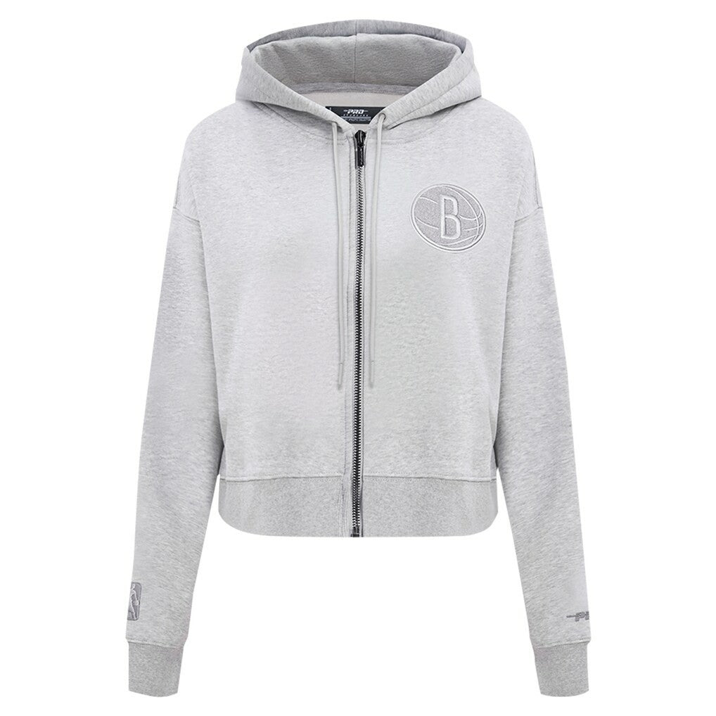 Brooklyn Nets Pro Standard Women's Triple Tonal Full-Zip Hoodie Heather Gray - NBA