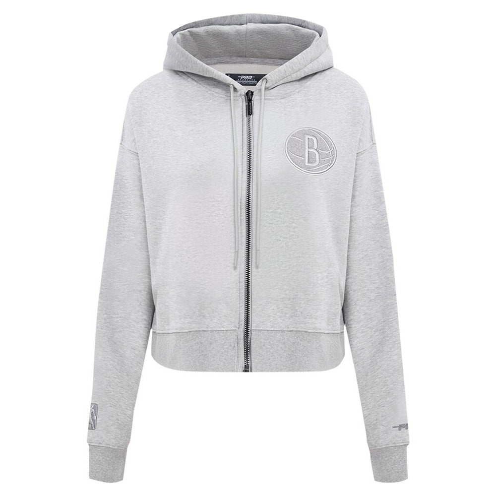Brooklyn Nets Pro Standard Women's Triple Tonal Full-Zip Hoodie Heather Gray - NBA