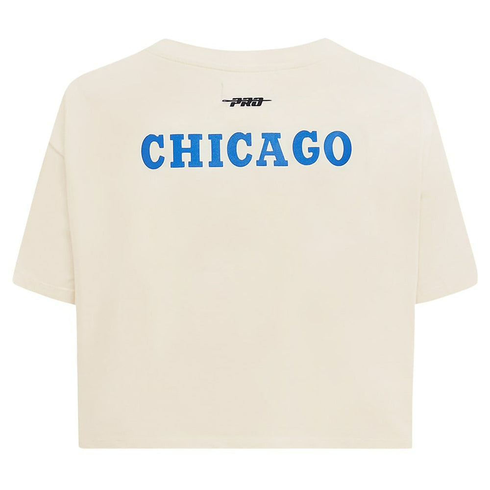 Chicago Bulls Pro Standard Women's Retro Striper SJ Cropped Boxy T-Shirt Cream - NBA