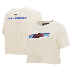 Los Angeles Lakers Pro Standard Women's Retro Striper SJ Cropped Boxy T-Shirt Cream - NBA