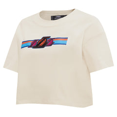 Los Angeles Lakers Pro Standard Women's Retro Striper SJ Cropped Boxy T-Shirt Cream - NBA