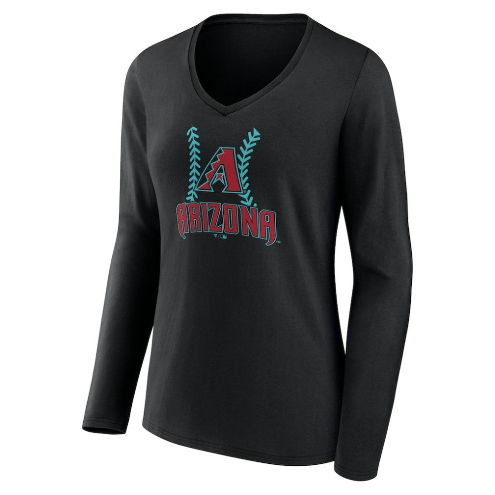 Arizona Diamondbacks Women's Personalized Name & Number Fastball Long Sleeve V-Neck T-Shirt - MLB