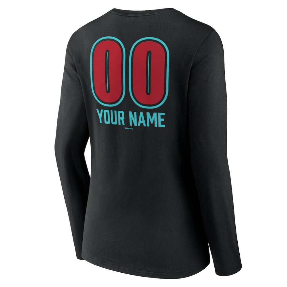 Arizona Diamondbacks Women's Personalized Name & Number Fastball Long Sleeve V-Neck T-Shirt - MLB