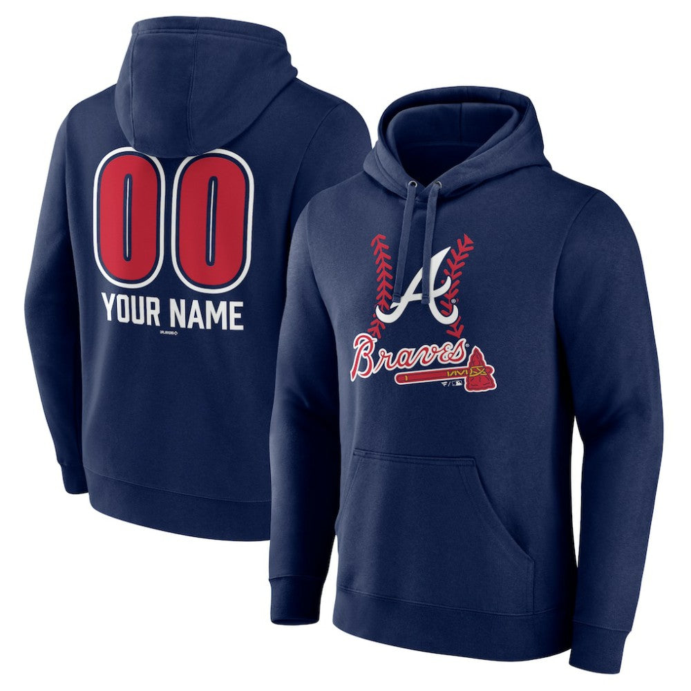 Atlanta Braves Personalized Name & Number Fastball Pullover Hoodie - MLB