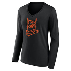 Baltimore Orioles Women's Personalized Name & Number Fastball Long Sleeve V-Neck T-Shirt - MLB