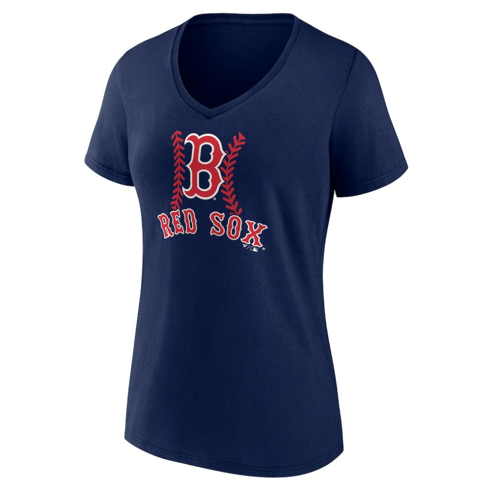 Boston Red Sox Women's Personalized Name & Number Fastball V-Neck T-Shirt - MLB