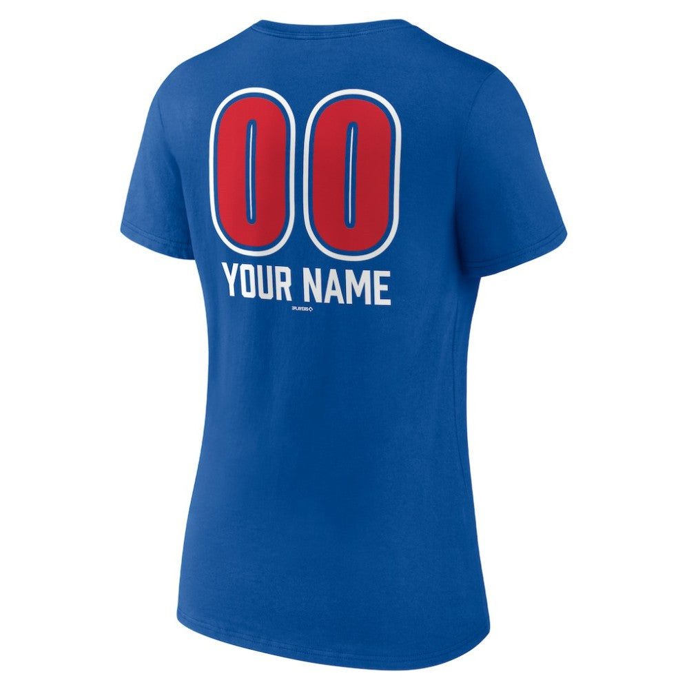 Chicago Cubs Women's Personalized Name & Number Fastball V-Neck T-Shirt - MLB