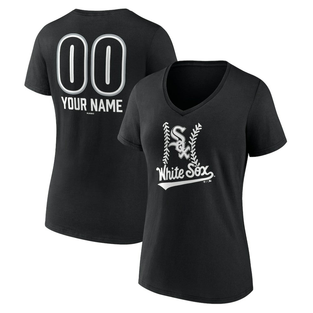 Chicago White Sox Women's Personalized Name & Number Fastball V-Neck T-Shirt - MLB
