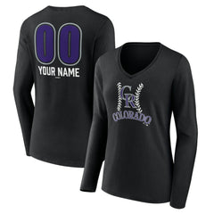 Colorado Rockies Women's Personalized Name & Number Fastball Long Sleeve V-Neck T-Shirt - MLB