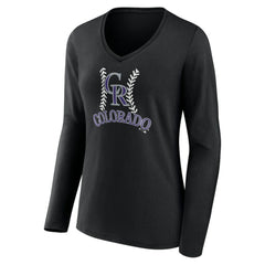 Colorado Rockies Women's Personalized Name & Number Fastball Long Sleeve V-Neck T-Shirt - MLB