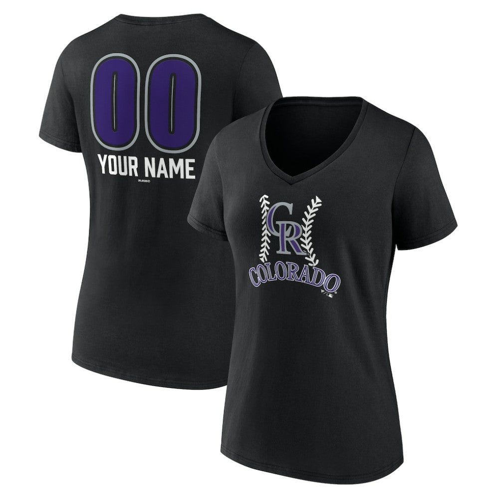 Colorado Rockies Women's Personalized Name & Number Fastball V-Neck T-Shirt - MLB