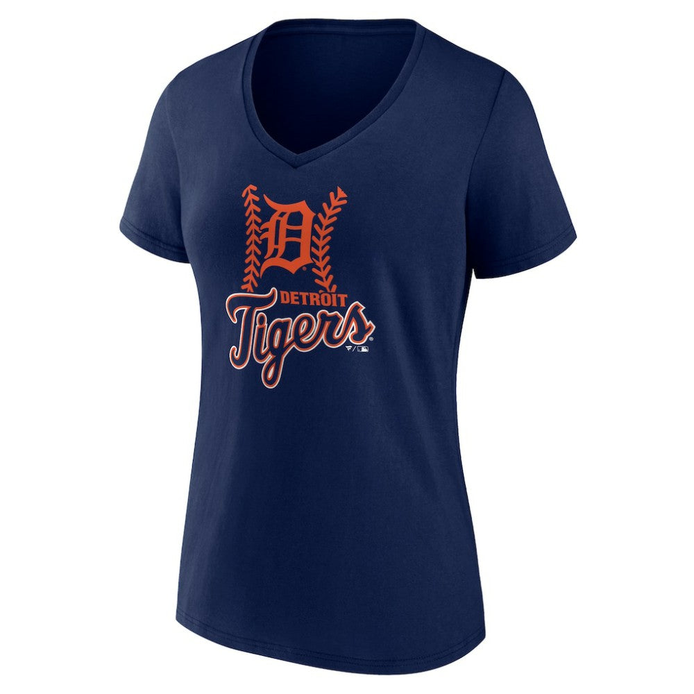 Detroit Tigers Women's Personalized Name & Number Fastball V-Neck T-Shirt - MLB