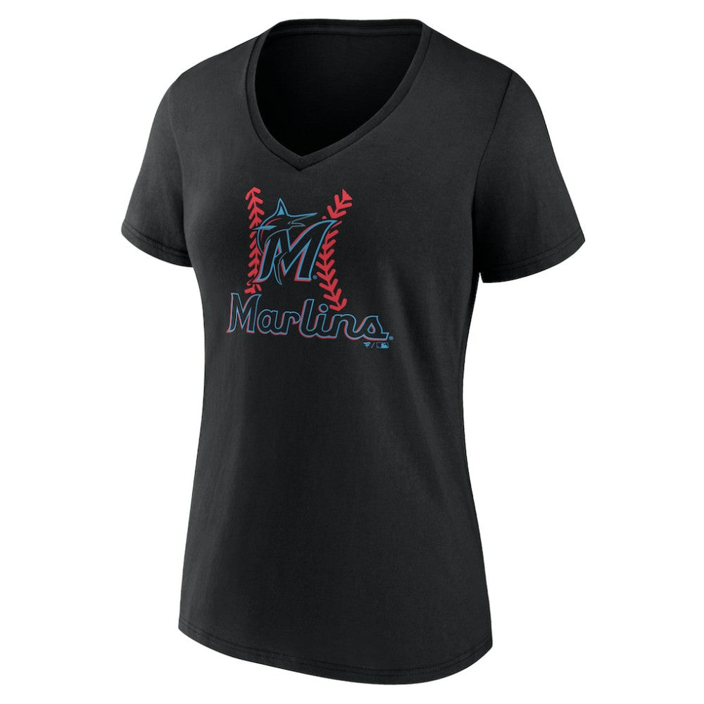 Miami Marlins Women's Personalized Name & Number Fastball V-Neck T-Shirt - MLB