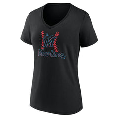 Miami Marlins Women's Personalized Name & Number Fastball V-Neck T-Shirt - MLB