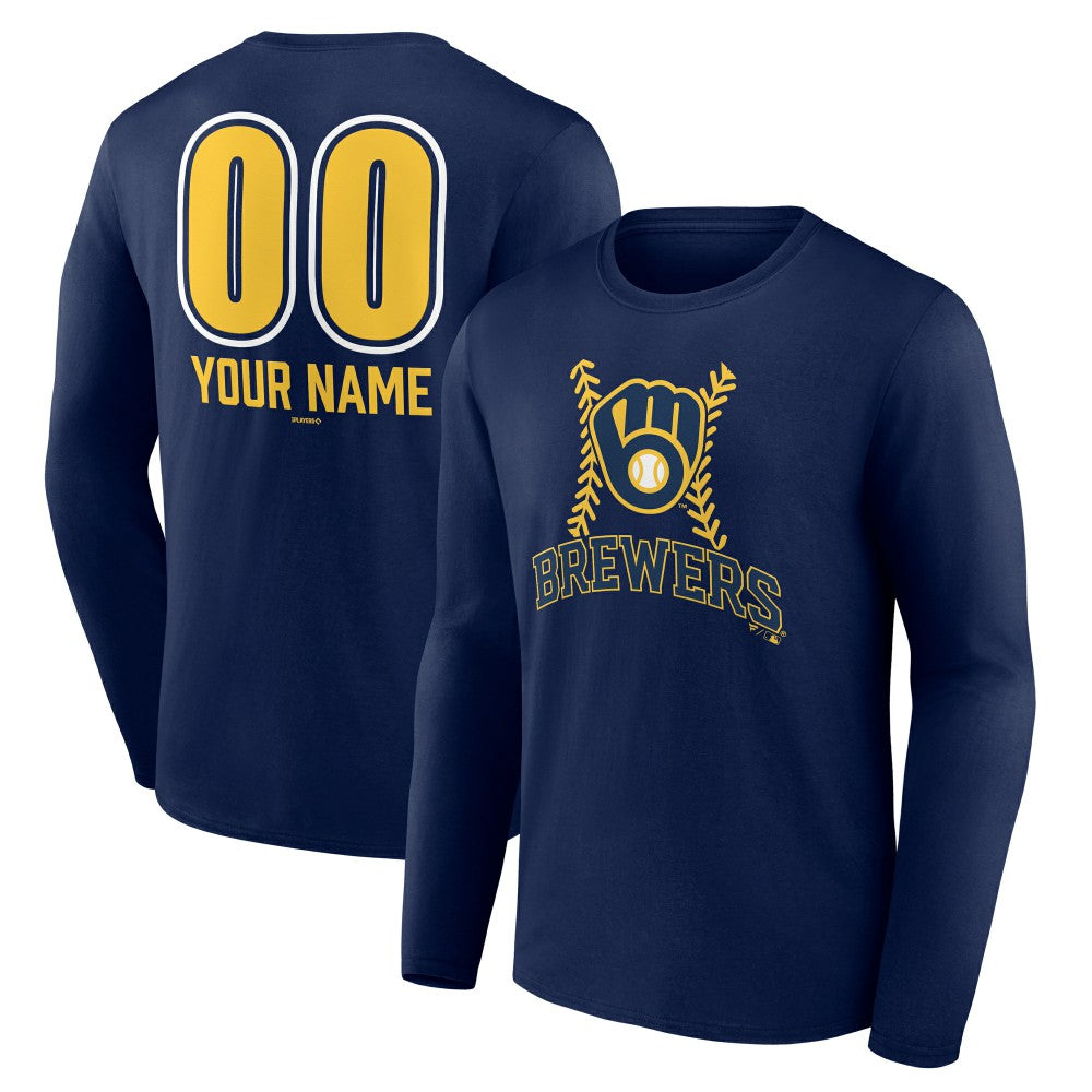 Milwaukee Brewers Personalized Name & Number Fastball Long Sleeve T-Shirt - MLB
