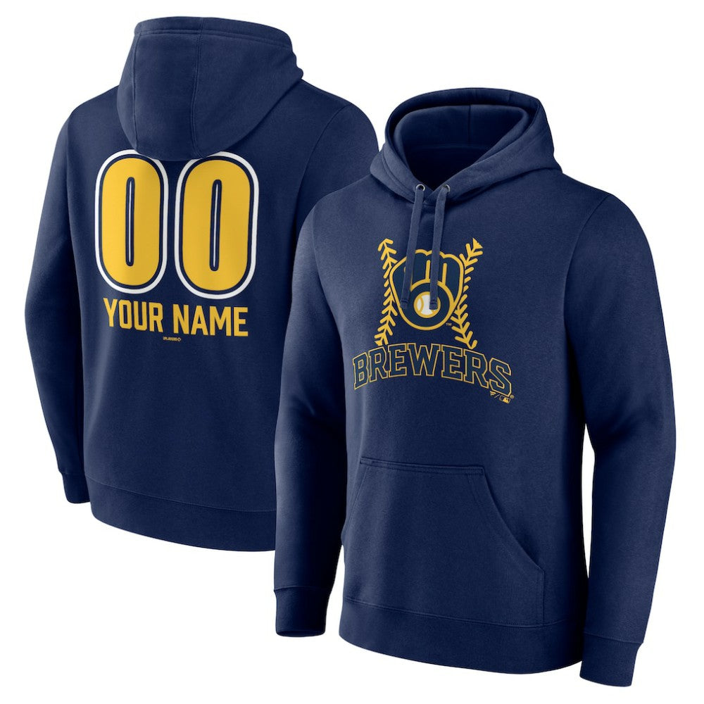 Milwaukee Brewers Personalized Name & Number Fastball Pullover Hoodie - MLB