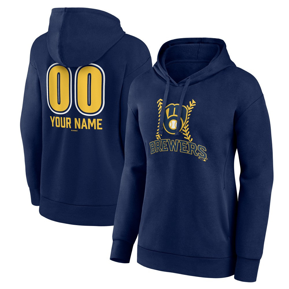 Milwaukee Brewers Women's Personalized Name & Number Fastball Pullover Hoodie - MLB