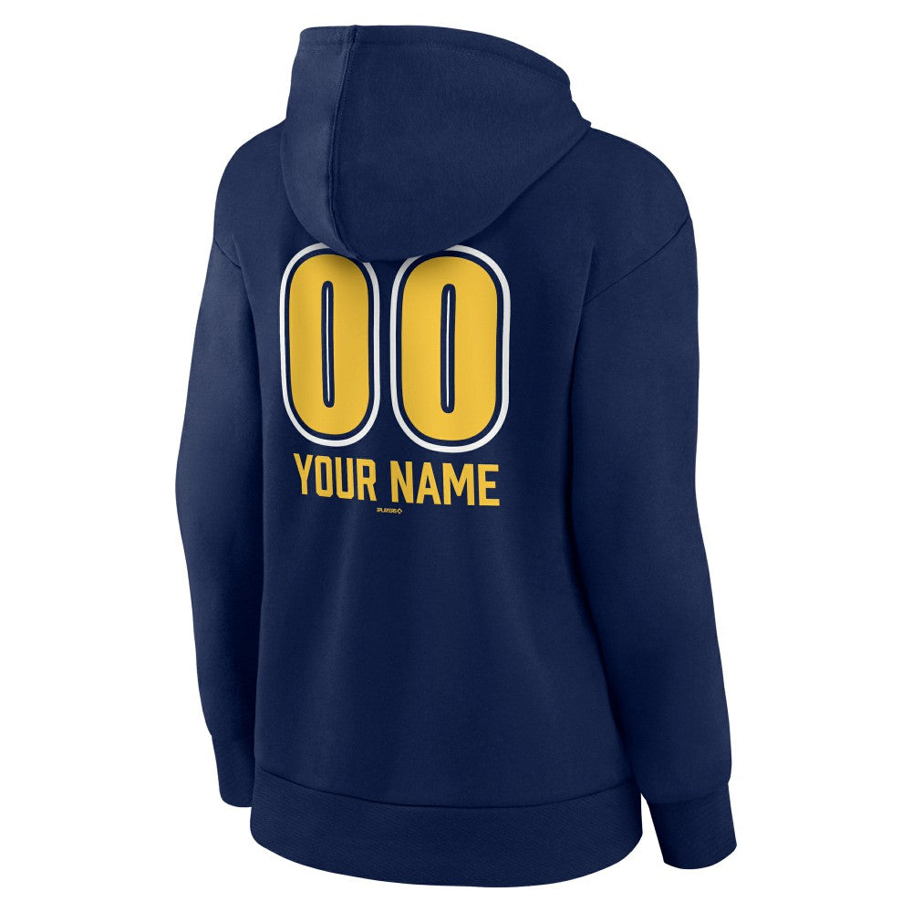 Milwaukee Brewers Women's Personalized Name & Number Fastball Pullover Hoodie - MLB