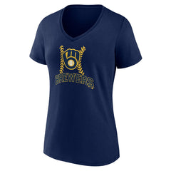 Milwaukee Brewers Women's Personalized Name & Number Fastball V-Neck T-Shirt - MLB