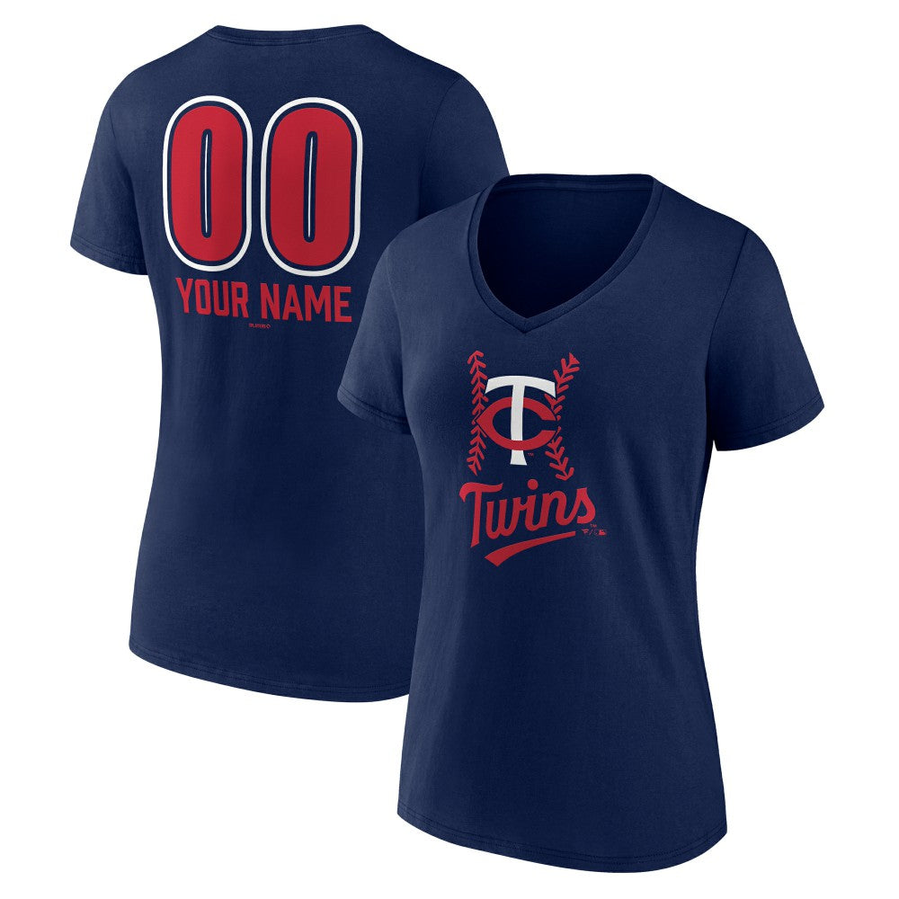 Minnesota Twins Women's Personalized Name & Number Fastball V-Neck T-Shirt - MLB