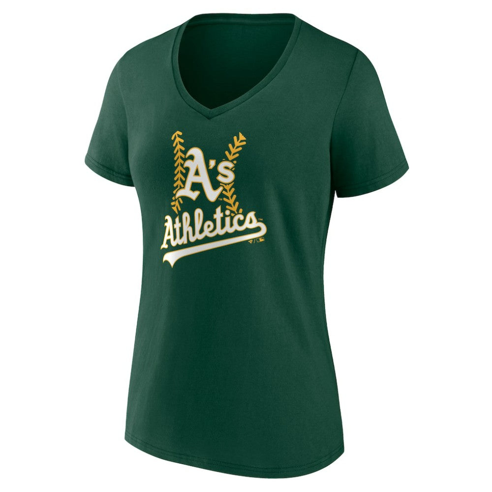 Athletics Women's Personalized Name & Number Fastball V-Neck T-Shirt - MLB