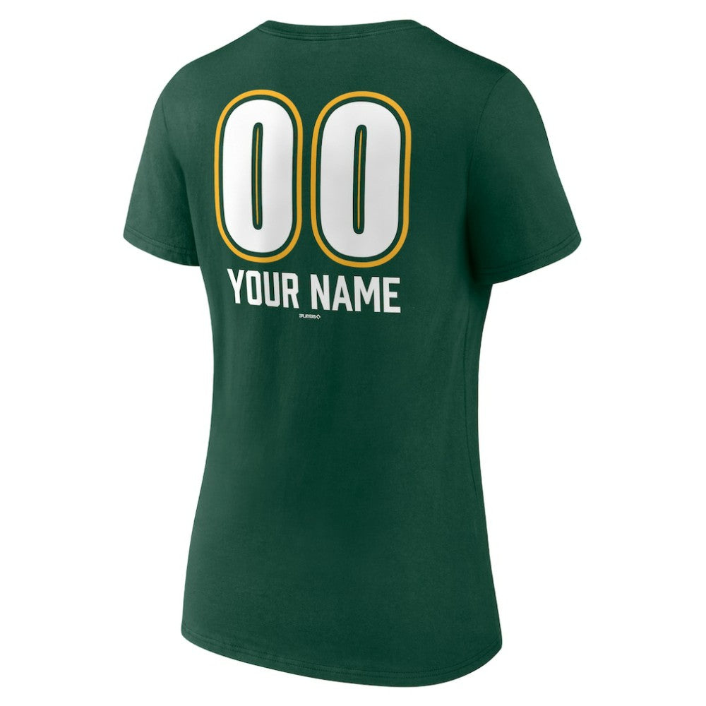 Athletics Women's Personalized Name & Number Fastball V-Neck T-Shirt - MLB