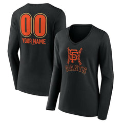 San Francisco Giants Women's Personalized Name & Number Fastball Long Sleeve V-Neck T-Shirt - MLB