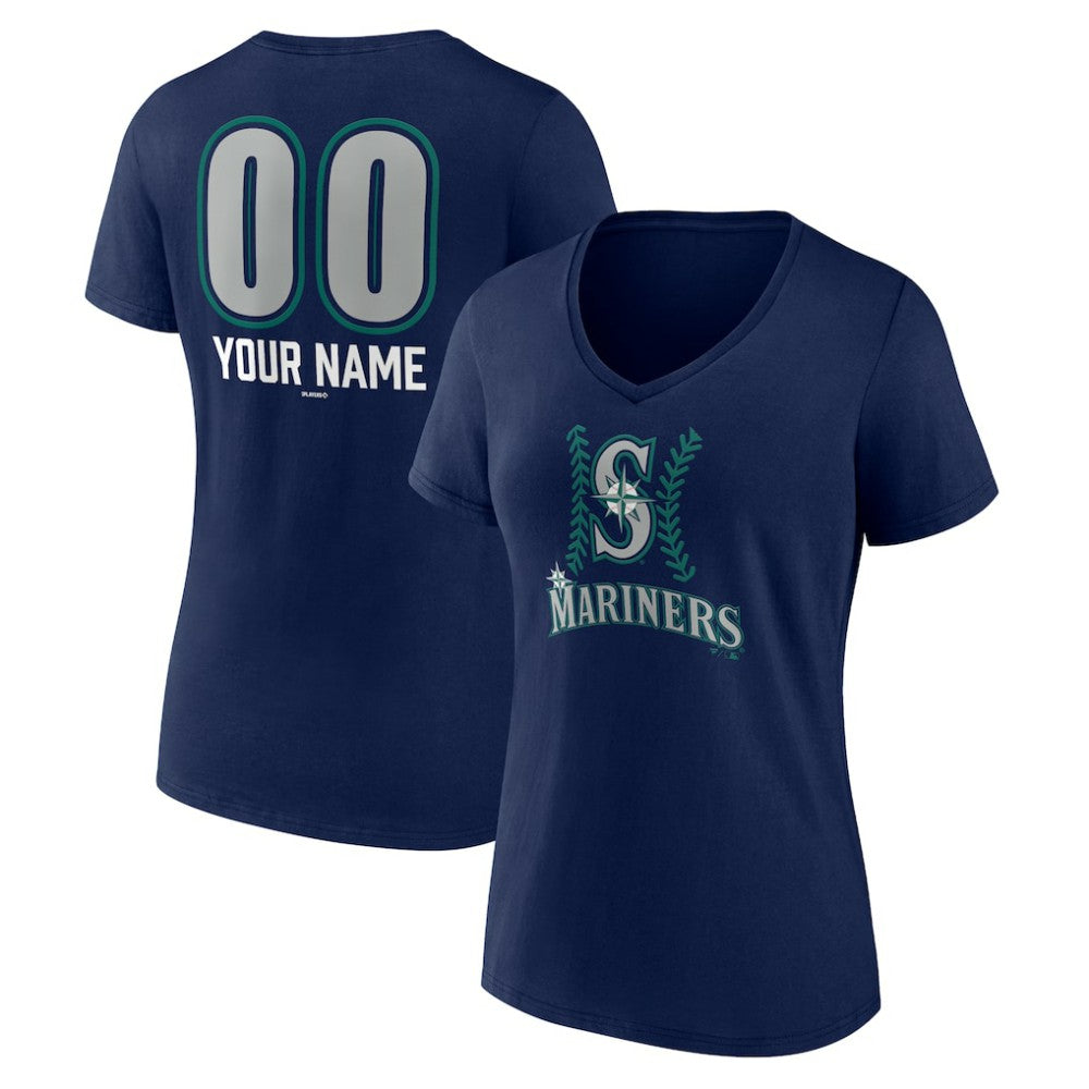 Seattle Mariners Women's Personalized Name & Number Fastball V-Neck T-Shirt - MLB
