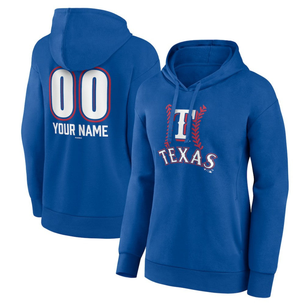 Texas Rangers Women's Personalized Name & Number Fastball Pullover Hoodie - MLB