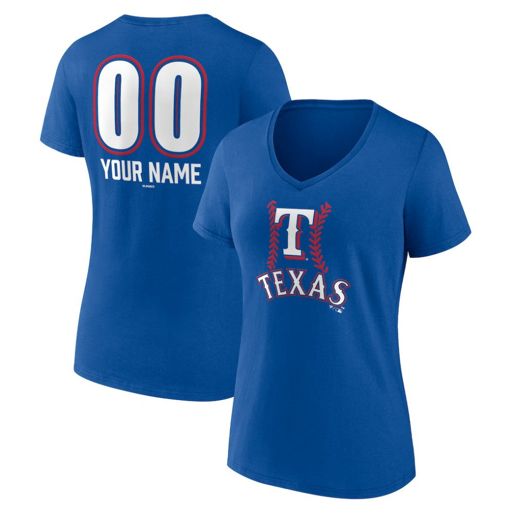 Texas Rangers Women's Personalized Name & Number Fastball V-Neck T-Shirt - MLB