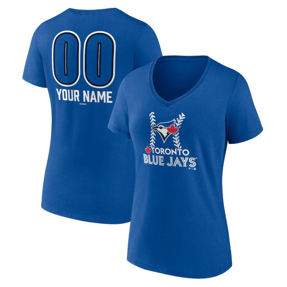 Toronto Blue Jays Women's Personalized Name & Number Fastball V-Neck T-Shirt - MLB