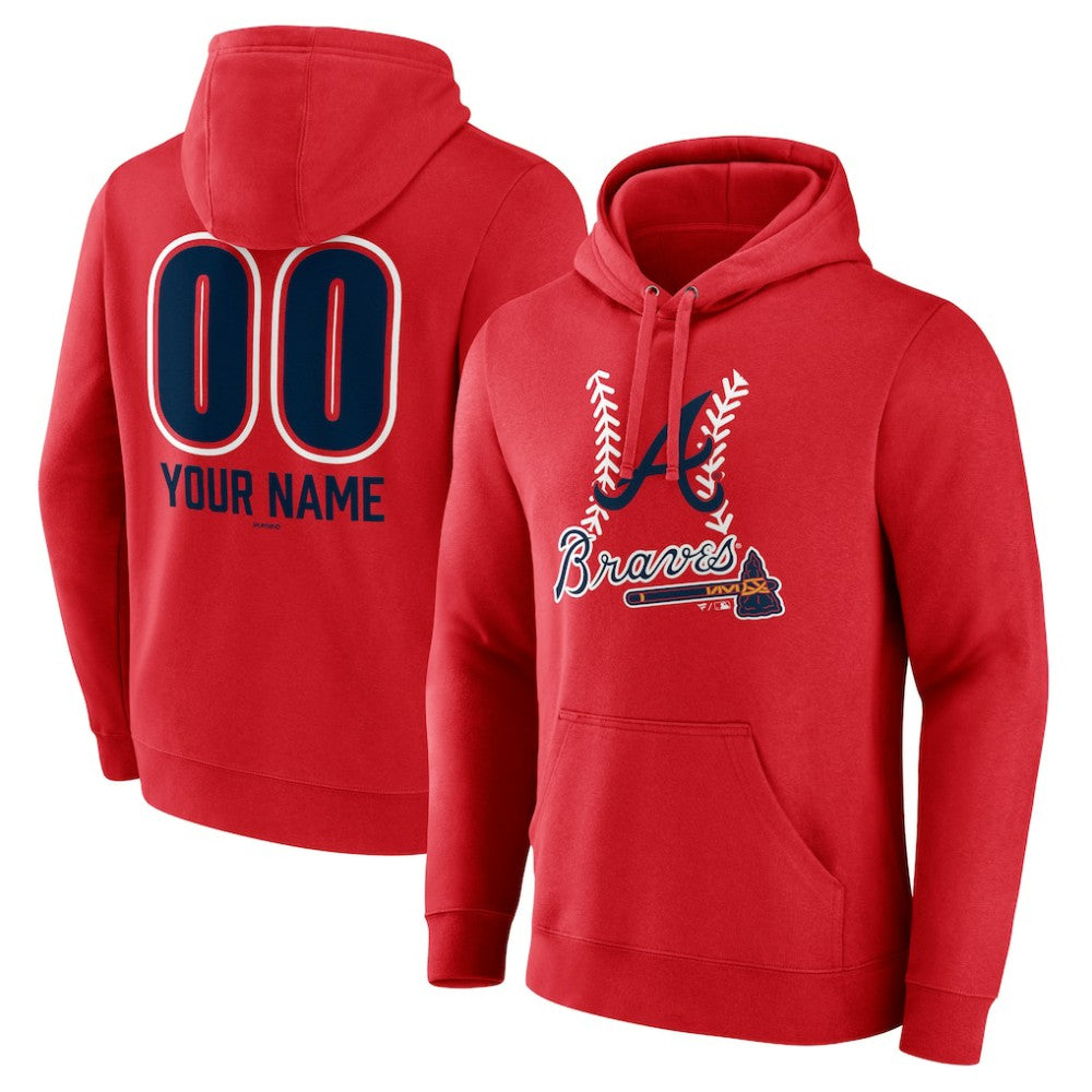 Atlanta Braves Personalized Name & Number Fastball Pullover Hoodie - MLB