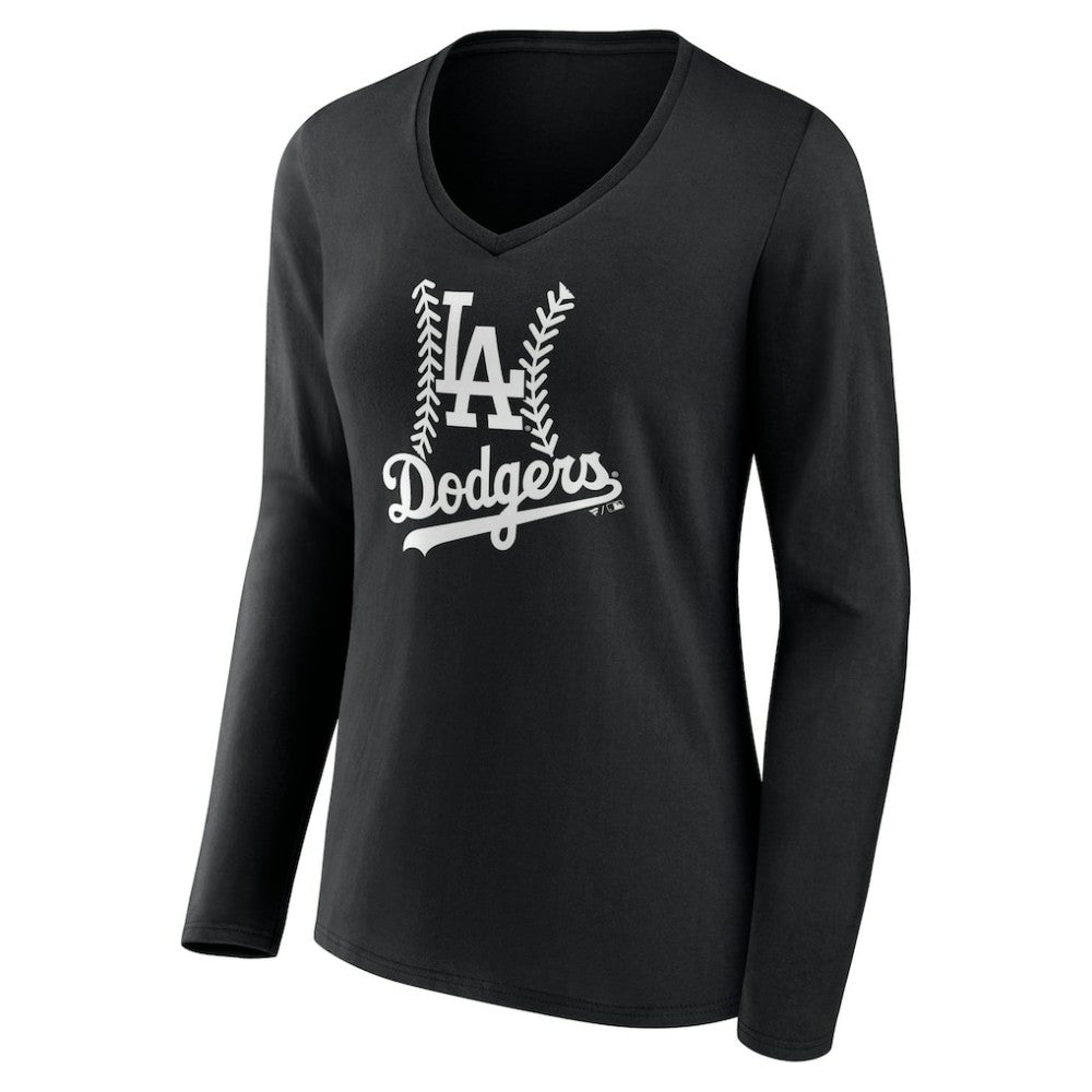 Los Angeles Dodgers Women's Personalized Name & Number Fastball Long Sleeve V-Neck T-Shirt - MLB
