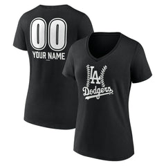 Los Angeles Dodgers Women's Personalized Name & Number Fastball V-Neck T-Shirt - MLB