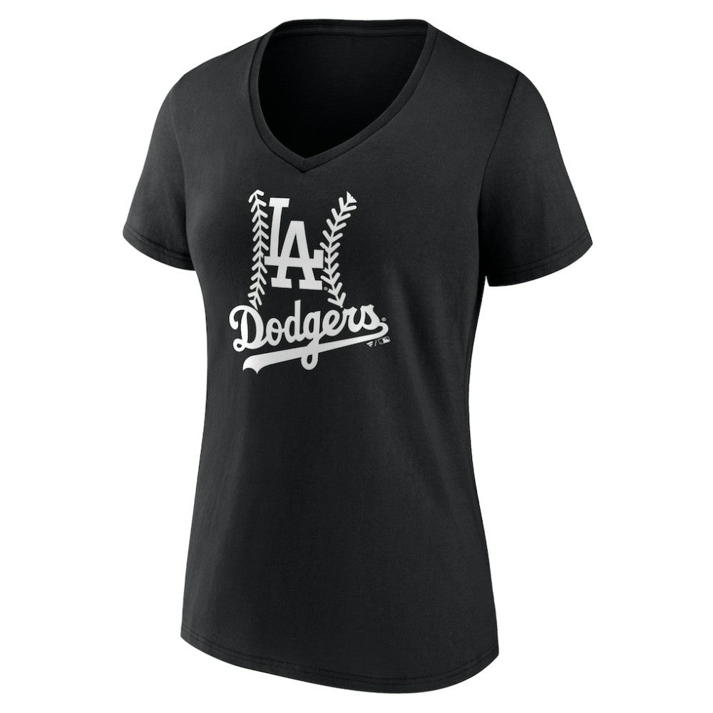 Los Angeles Dodgers Women's Personalized Name & Number Fastball V-Neck T-Shirt - MLB