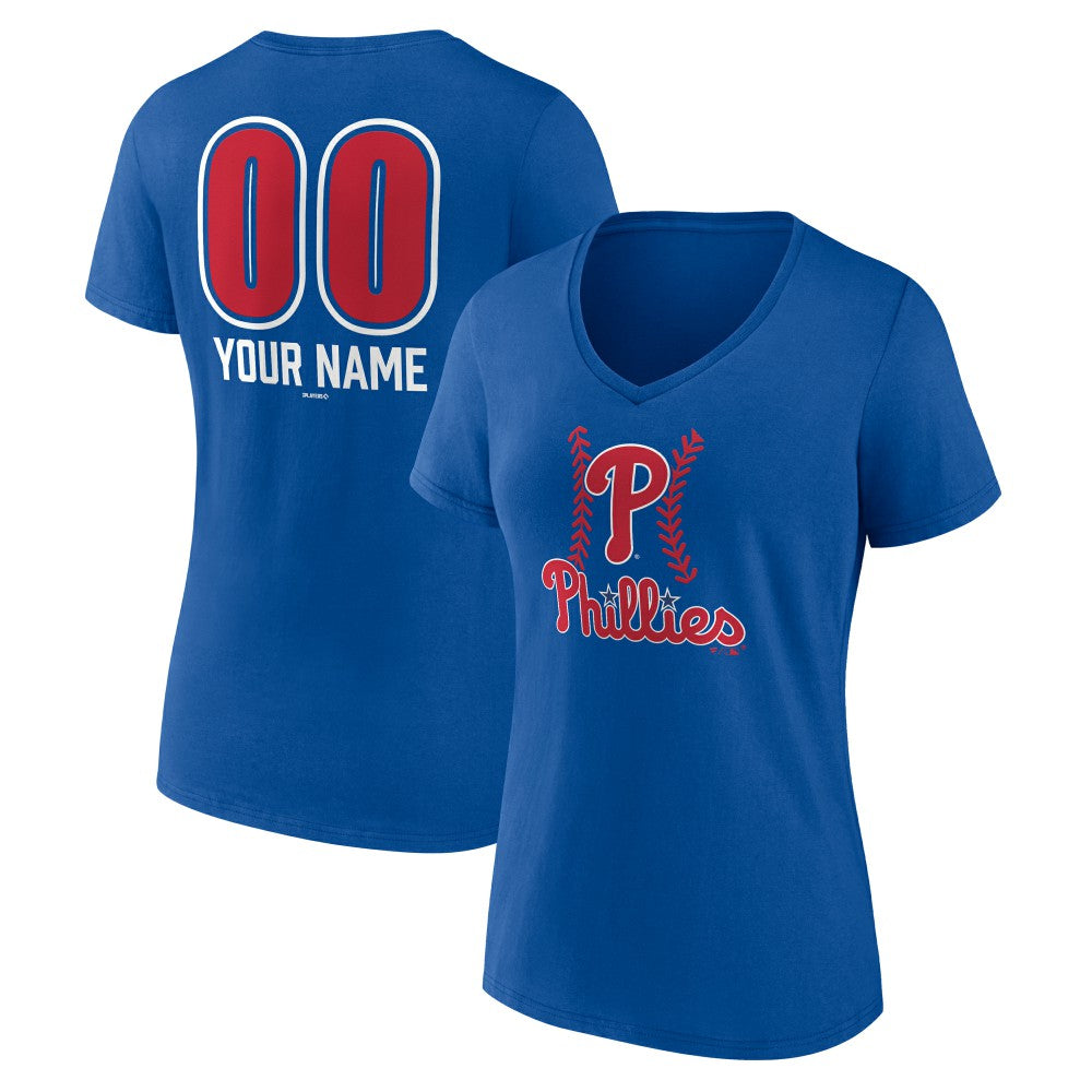Philadelphia Phillies Women's Personalized Name & Number Fastball V-Neck T-Shirt - MLB