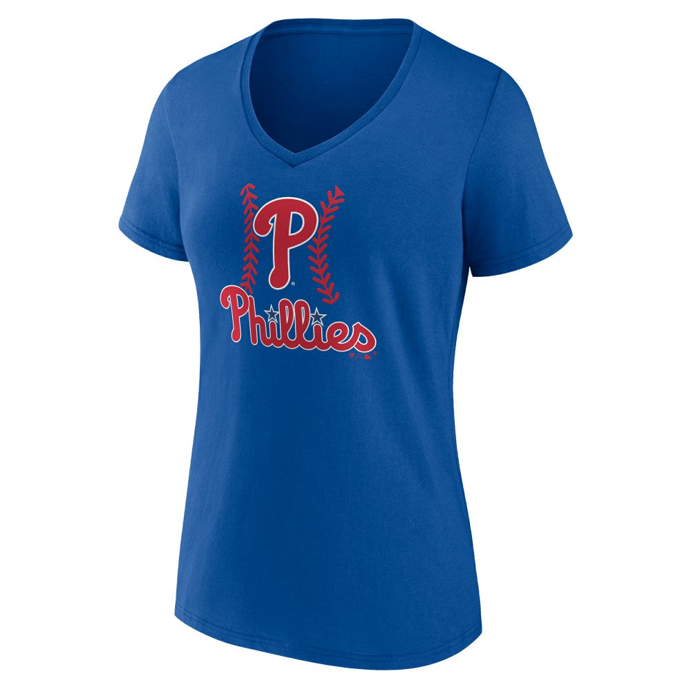 Philadelphia Phillies Women's Personalized Name & Number Fastball V-Neck T-Shirt - MLB