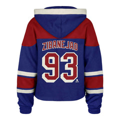 Mika Zibanejad New York Rangers '47 Women's Superior Lacer Cropped Pullover Hoodie - Blue - NHL