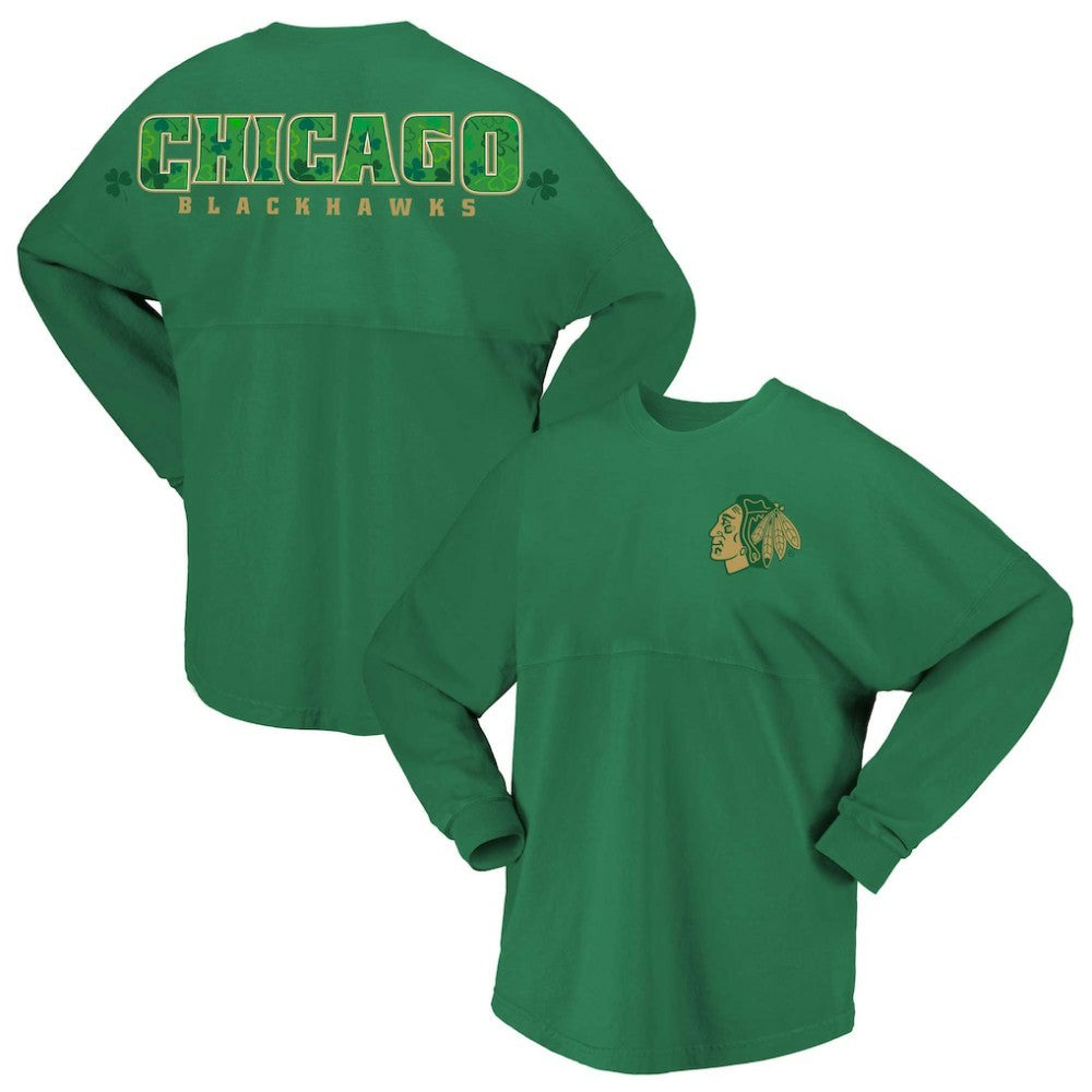 Chicago Blackhawks Fanatics Women's St. Patrick's Day Spirit Jersey T-Shirt - Kelly Green - NHL