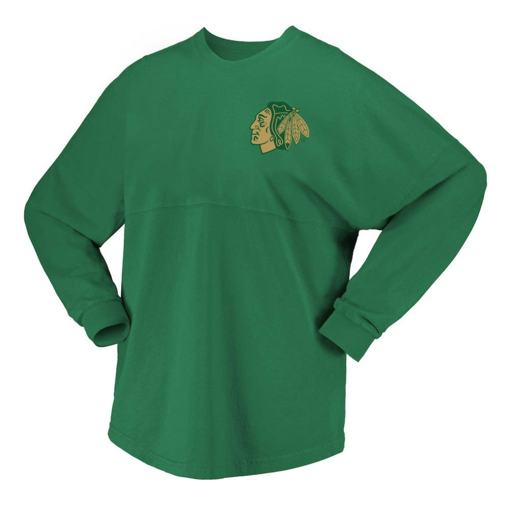 Chicago Blackhawks Fanatics Women's St. Patrick's Day Spirit Jersey T-Shirt - Kelly Green - NHL